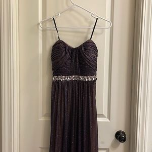 Purple Sparkly Mesh Sleeveless Prom Dress